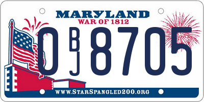MD license plate 0BJ8705