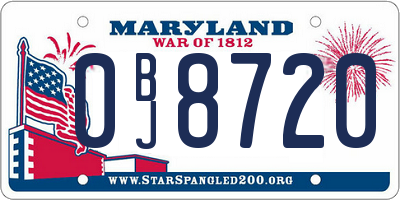 MD license plate 0BJ8720