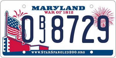 MD license plate 0BJ8729