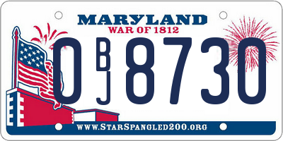 MD license plate 0BJ8730