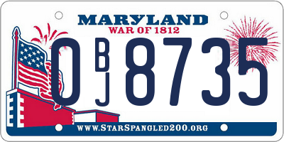 MD license plate 0BJ8735