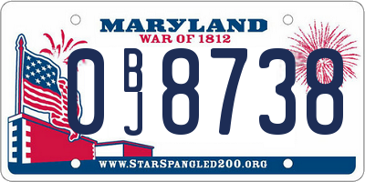 MD license plate 0BJ8738