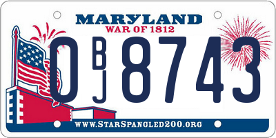MD license plate 0BJ8743