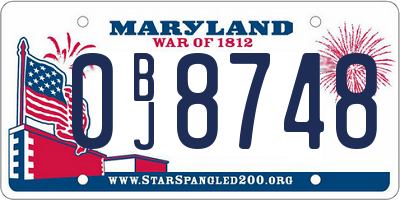 MD license plate 0BJ8748