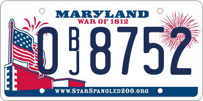 MD license plate 0BJ8752