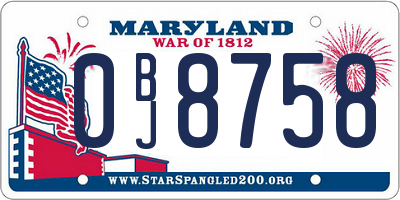 MD license plate 0BJ8758