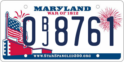 MD license plate 0BJ8761
