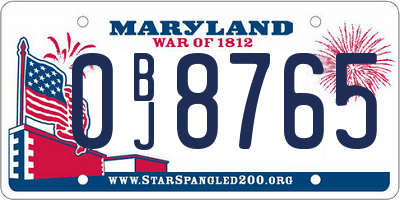 MD license plate 0BJ8765