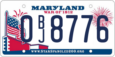 MD license plate 0BJ8776