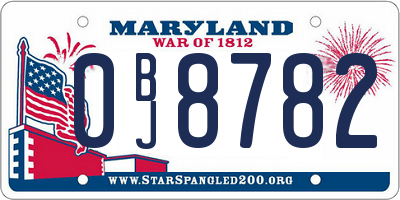 MD license plate 0BJ8782
