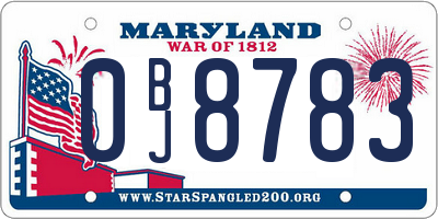 MD license plate 0BJ8783