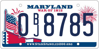 MD license plate 0BJ8785