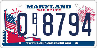 MD license plate 0BJ8794