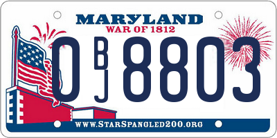 MD license plate 0BJ8803