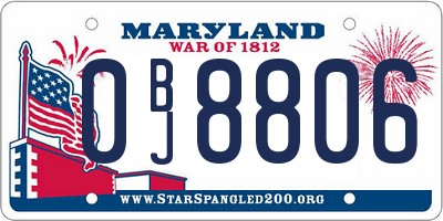 MD license plate 0BJ8806