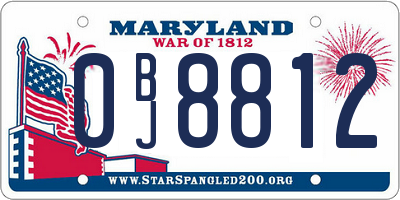 MD license plate 0BJ8812