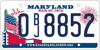 MD license plate 0BJ8852