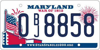 MD license plate 0BJ8858