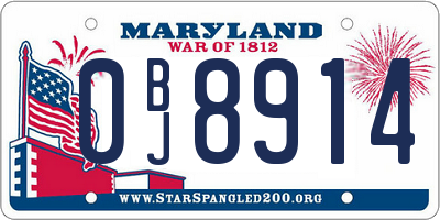 MD license plate 0BJ8914