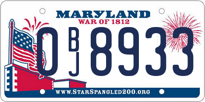 MD license plate 0BJ8933