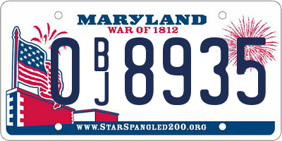 MD license plate 0BJ8935