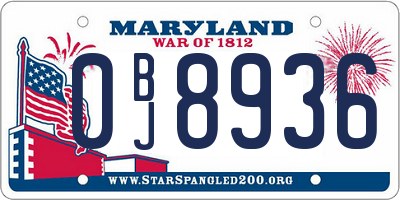 MD license plate 0BJ8936
