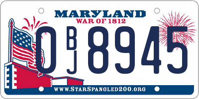 MD license plate 0BJ8945