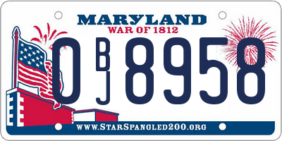 MD license plate 0BJ8958