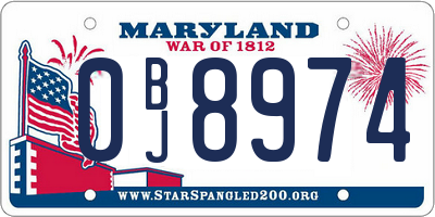 MD license plate 0BJ8974
