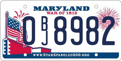 MD license plate 0BJ8982
