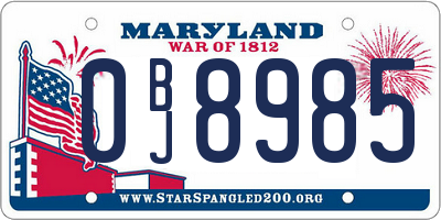 MD license plate 0BJ8985
