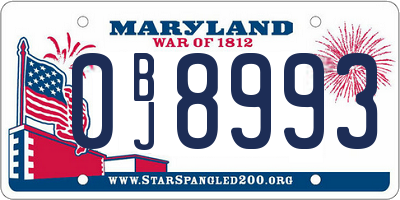 MD license plate 0BJ8993