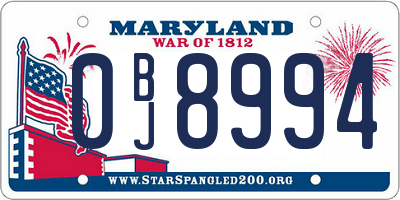 MD license plate 0BJ8994
