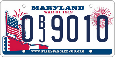 MD license plate 0BJ9010