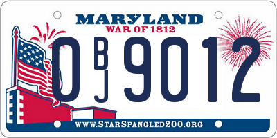 MD license plate 0BJ9012