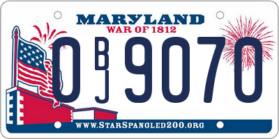 MD license plate 0BJ9070