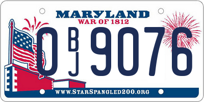 MD license plate 0BJ9076