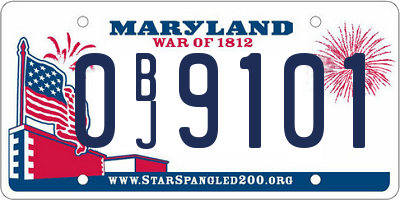 MD license plate 0BJ9101