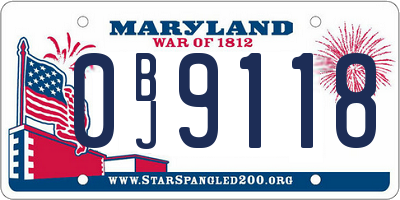 MD license plate 0BJ9118