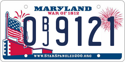 MD license plate 0BJ9121