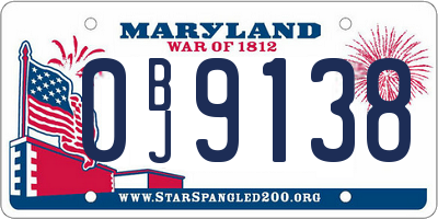 MD license plate 0BJ9138