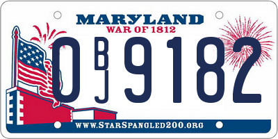 MD license plate 0BJ9182