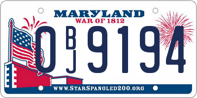 MD license plate 0BJ9194