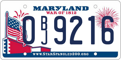 MD license plate 0BJ9216
