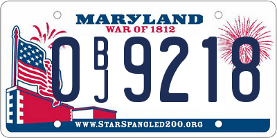 MD license plate 0BJ9218