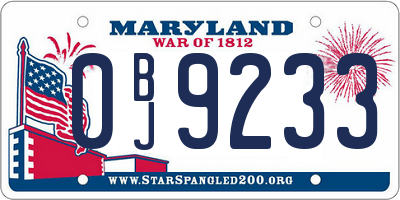 MD license plate 0BJ9233