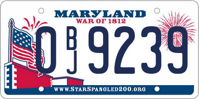 MD license plate 0BJ9239