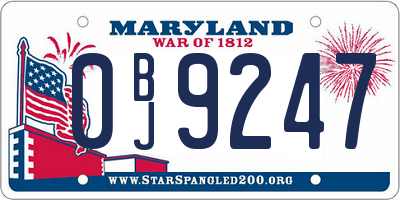 MD license plate 0BJ9247