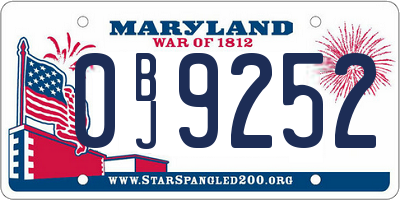 MD license plate 0BJ9252