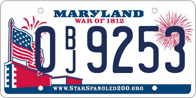 MD license plate 0BJ9253